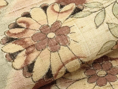 平和屋着物＊夏物　九寸名古屋帯　手描き　紬地　枝花文　逸品　CABJ5892tx