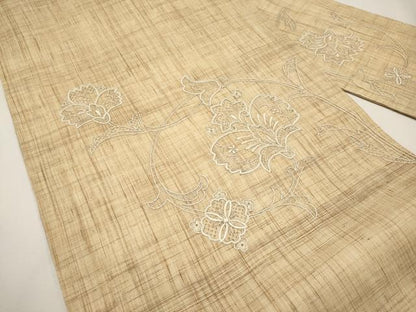 平和屋着物＊夏物　中国三大刺繍　スワトウ刺繍　総刺繍　九寸名古屋帯　更紗花唐草文　麻　逸品　CABJ5895tx