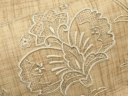 平和屋着物＊夏物　中国三大刺繍　スワトウ刺繍　総刺繍　九寸名古屋帯　更紗花唐草文　麻　逸品　CABJ5895tx