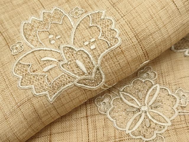 平和屋着物＊夏物　中国三大刺繍　スワトウ刺繍　総刺繍　九寸名古屋帯　更紗花唐草文　麻　逸品　CABJ5895tx