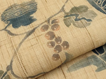 平和屋着物＊夏物　九寸開き名古屋帯　陶器葡萄蔦の葉文　麻　逸品　CABJ5896tx