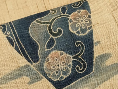 平和屋着物＊夏物　九寸開き名古屋帯　陶器葡萄蔦の葉文　麻　逸品　CABJ5896tx