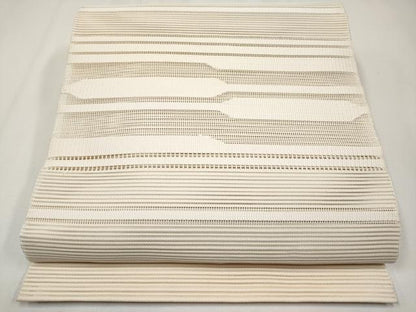 平和屋着物＊夏物　八寸名古屋帯　絽綴れ　横段文　丁子色　三越扱い　正絹　逸品　CABJ5898tx