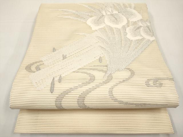 平和屋着物＊夏物　八寸名古屋帯　絽綴れ　八ツ橋文　銀糸　正絹　逸品　CABJ5906tx