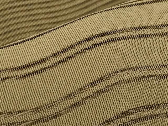 平和屋着物＊夏物　八寸名古屋帯　絽綴れ　よろけ縞　油色　正絹　逸品　CABJ5907tx