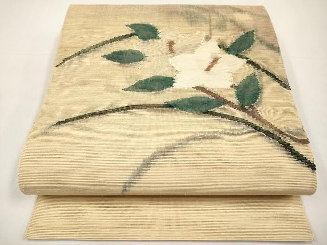 平和屋着物＊夏物　八寸名古屋帯　草花文　正絹　逸品　CABJ5911tx