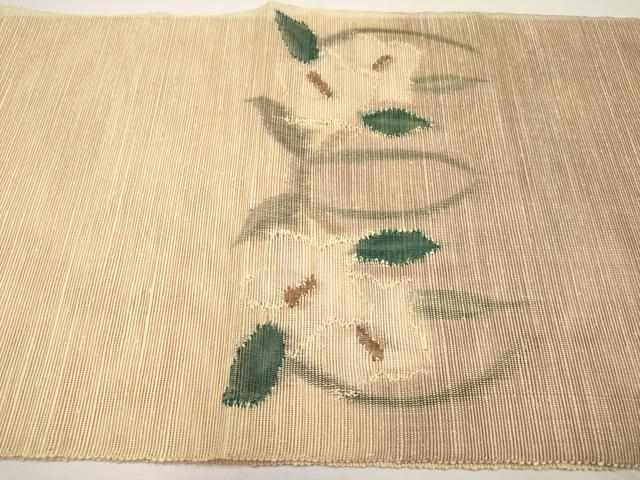 平和屋着物＊夏物　八寸名古屋帯　草花文　正絹　逸品　CABJ5911tx