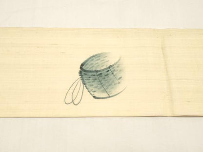 平和屋着物＊夏物　九寸名古屋帯　作家物　手描き　紬地　詩歌　正絹　逸品　CABJ5920tx