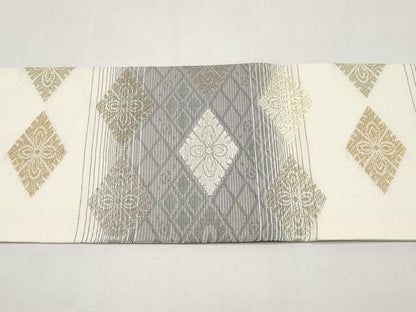 平和屋着物＊夏物　九寸名古屋帯　花菱文　金銀糸　正絹　逸品　CABJ5931tx