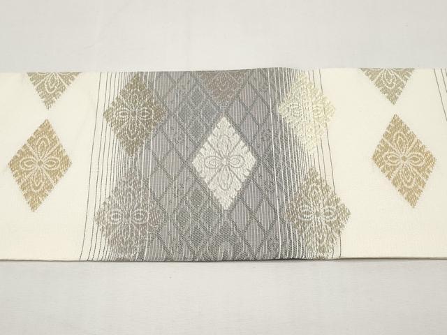 平和屋着物＊夏物　九寸名古屋帯　花菱文　金銀糸　正絹　逸品　CABJ5931tx