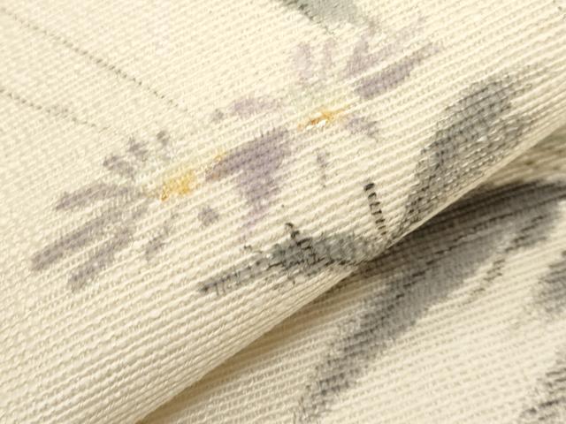 平和屋着物＊夏物　九寸名古屋帯　手描き　草花文　正絹　逸品　CABJ5932tx