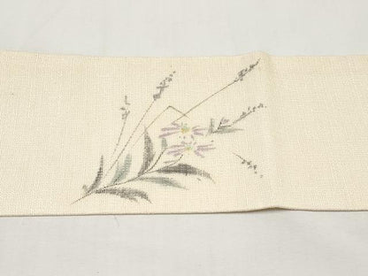 平和屋着物＊夏物　九寸名古屋帯　手描き　草花文　正絹　逸品　CABJ5932tx