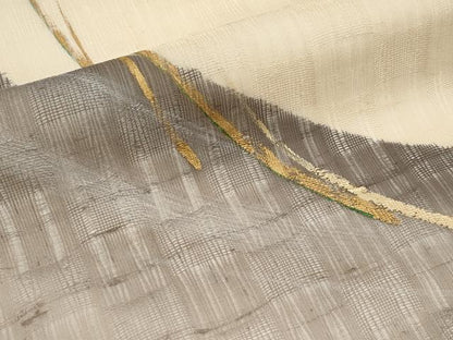 平和屋着物＊夏物　九寸名古屋帯　抽象文　金彩　正絹　逸品　CABJ5935tx