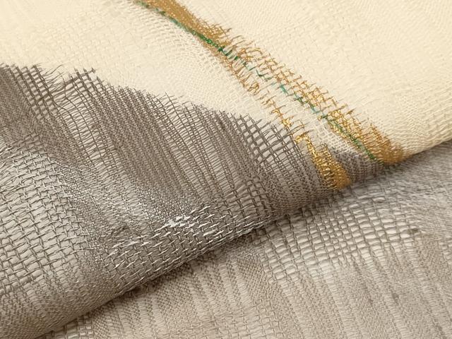 平和屋着物＊夏物　九寸名古屋帯　抽象文　金彩　正絹　逸品　CABJ5935tx