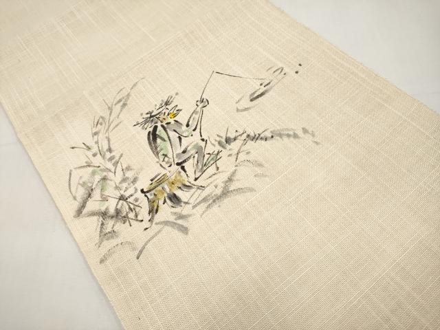 平和屋着物＊夏物　八寸名古屋帯　手描き　カッパ　河童　未使用　CABJ5937tx