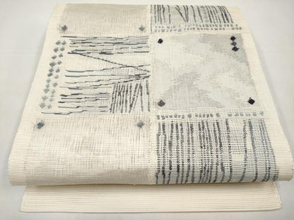 平和屋着物＊夏物　八寸名古屋帯　色紙文　正絹　逸品　CABJ5938tx
