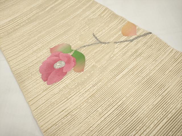 平和屋着物＊夏物　八寸名古屋帯　枝椿　銀糸　正絹　逸品　CABJ5943tx