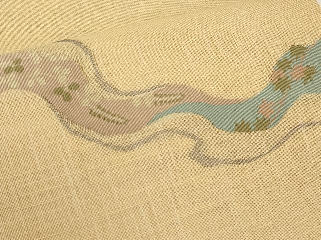 平和屋着物＊夏物　八寸名古屋帯　道長枝葉文　CABJ5947tx