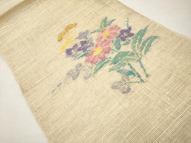 平和屋着物＊夏物　八寸名古屋帯　秋草文　正絹　逸品　CABJ5952tx