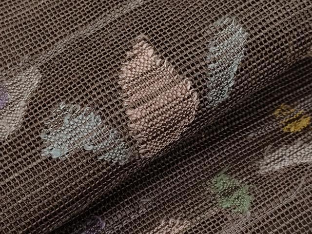 平和屋着物＊夏物　1854年創業　帯屋捨松　八寸名古屋帯　草花文　正絹　逸品　CABJ5954tx
