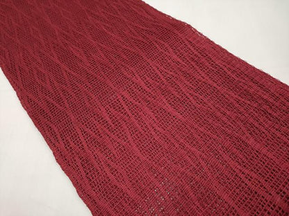 平和屋着物＊夏物　八寸名古屋帯　羅　菱繋ぎ　濃紅色　正絹　逸品　CABJ5955tx