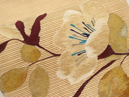 平和屋着物＊夏物　八寸名古屋帯　絽綴れ　枝花文　金銀糸　正絹　逸品　CABJ5956tx