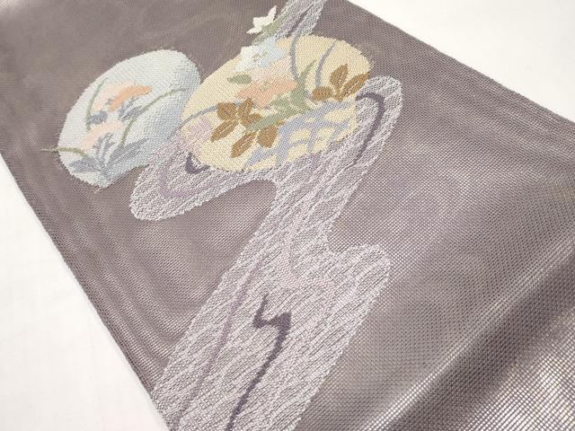 平和屋着物＊夏物　太鼓柄袋帯　流水花丸文　金銀糸　正絹　逸品　CABJ5962tx