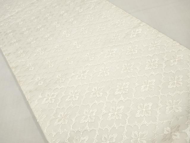平和屋着物＊夏物　全通柄袋帯　レース織　花菱文　白地　CABJ5964tx