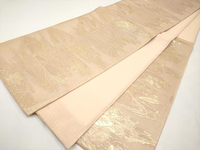 平和屋着物＊夏物　六通柄袋帯　吹き寄せ文　金糸　正絹　逸品　CABJ5965tx