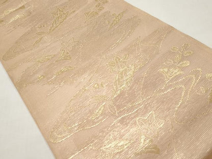 平和屋着物＊夏物　六通柄袋帯　吹き寄せ文　金糸　正絹　逸品　CABJ5965tx