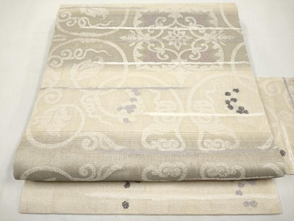 平和屋着物＊夏物　九寸名古屋帯　葡萄唐草文　正絹　逸品　未使用　CABJ5976tx