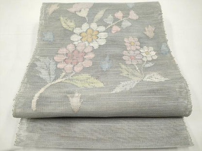 平和屋着物＊夏物　1854年創業　帯屋捨松　八寸名古屋帯　草花文　正絹　逸品　CABJ5978tx