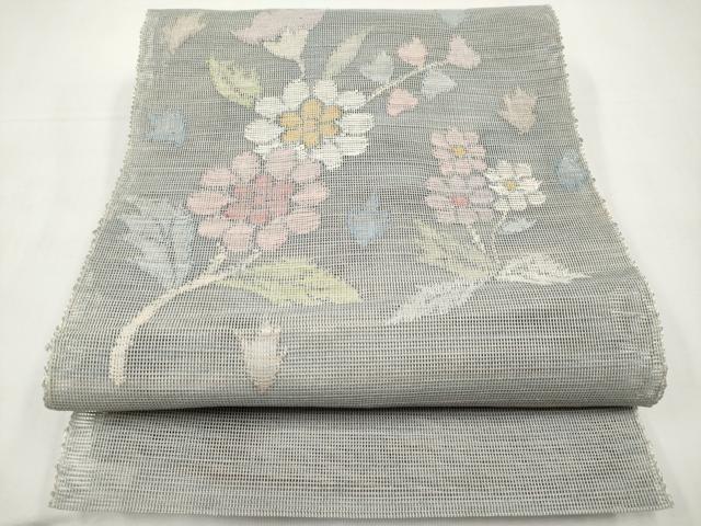 平和屋着物＊夏物　1854年創業　帯屋捨松　八寸名古屋帯　草花文　正絹　逸品　CABJ5978tx