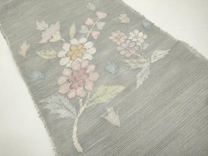 平和屋着物＊夏物　1854年創業　帯屋捨松　八寸名古屋帯　草花文　正絹　逸品　CABJ5978tx