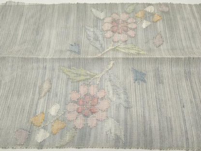 平和屋着物＊夏物　1854年創業　帯屋捨松　八寸名古屋帯　草花文　正絹　逸品　CABJ5978tx