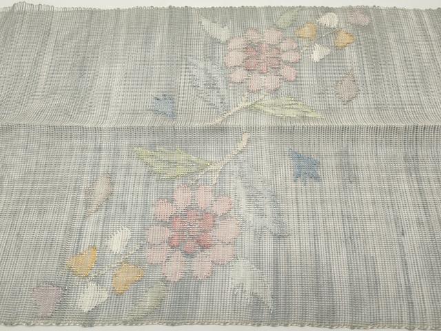 平和屋着物＊夏物　1854年創業　帯屋捨松　八寸名古屋帯　草花文　正絹　逸品　CABJ5978tx