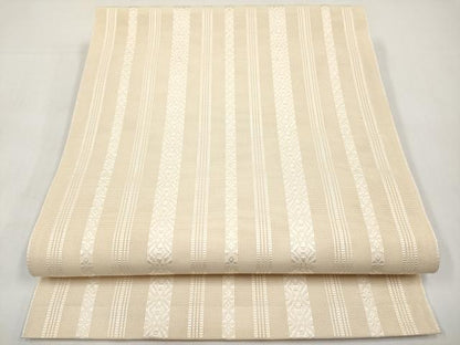 平和屋着物＊夏物　本場筑前博多織　八寸名古屋帯　紗献上　肌色　三越扱い　正絹　逸品　CABJ5988tx