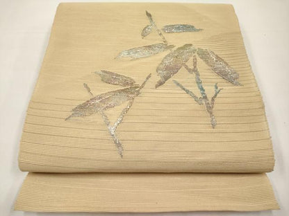 平和屋着物＊夏物　西陣の名門織元　いづくら謹製　八寸名古屋帯　枝葉文　金銀糸　CABJ5990tx