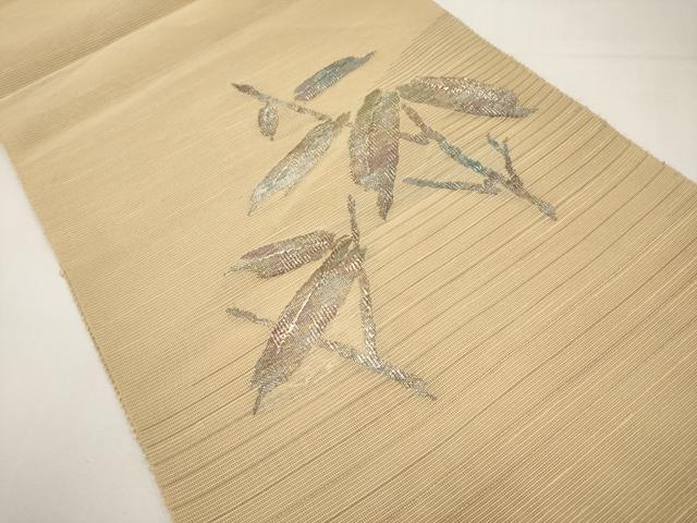 平和屋着物＊夏物　西陣の名門織元　いづくら謹製　八寸名古屋帯　枝葉文　金銀糸　CABJ5990tx