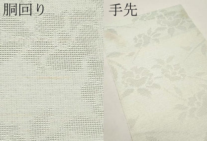 平和屋着物＊夏物　八寸名古屋帯　枝椿　青磁鼠色　CABJ5991tx
