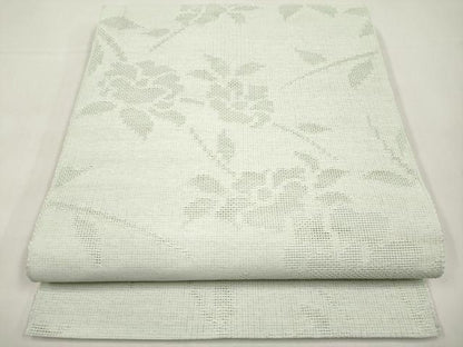 平和屋着物＊夏物　八寸名古屋帯　枝椿　青磁鼠色　CABJ5991tx