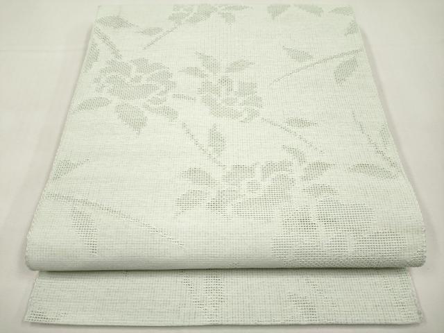 平和屋着物＊夏物　八寸名古屋帯　枝椿　青磁鼠色　CABJ5991tx