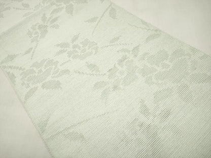 平和屋着物＊夏物　八寸名古屋帯　枝椿　青磁鼠色　CABJ5991tx