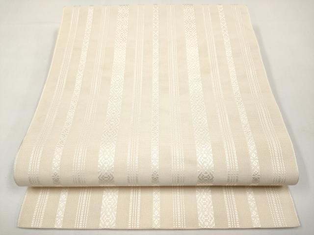 平和屋着物＊夏物　本場筑前博多織　八寸名古屋帯　紗献上　練色　正絹　逸品　CABJ5999tx