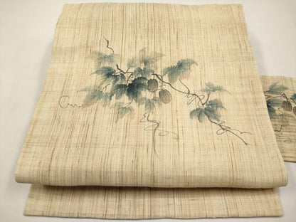 平和屋着物＊夏物　九寸名古屋帯　作家物　手描き　鬼灯　ほおずき　麻　逸品　CABJ6000tx