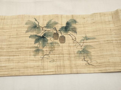 平和屋着物＊夏物　九寸名古屋帯　作家物　手描き　鬼灯　ほおずき　麻　逸品　CABJ6000tx