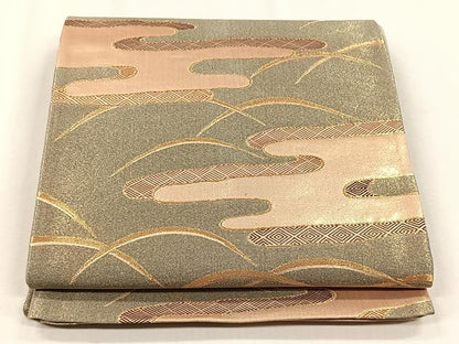 平和屋着物◎六通柄袋帯　エ霞吉祥文　金糸　正絹　逸品　CABJ6002yk