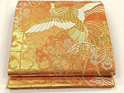 平和屋着物◎佐賀錦　六通柄袋帯　能衣鳳凰文　金銀糸　正絹　逸品　CABJ6005yk