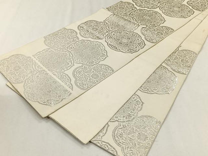 平和屋着物◎六通柄　本袋帯　手織錦　正倉院花文　純銀箔　正絹　逸品　CABJ6013yk