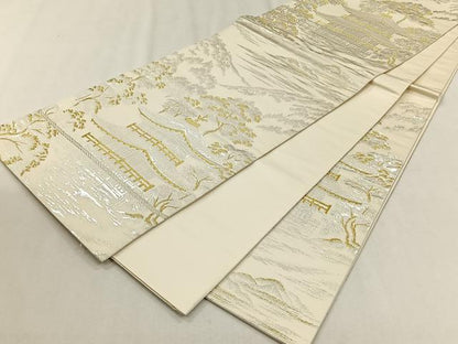 平和屋着物◎六通柄袋帯　金閣寺　金銀糸　正絹　逸品　CABJ6019yk